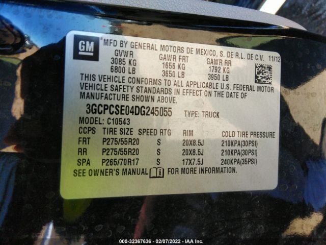 Photo 8 VIN: 3GCPCSE04DG245055 - CHEVROLET SILVERADO 1500 