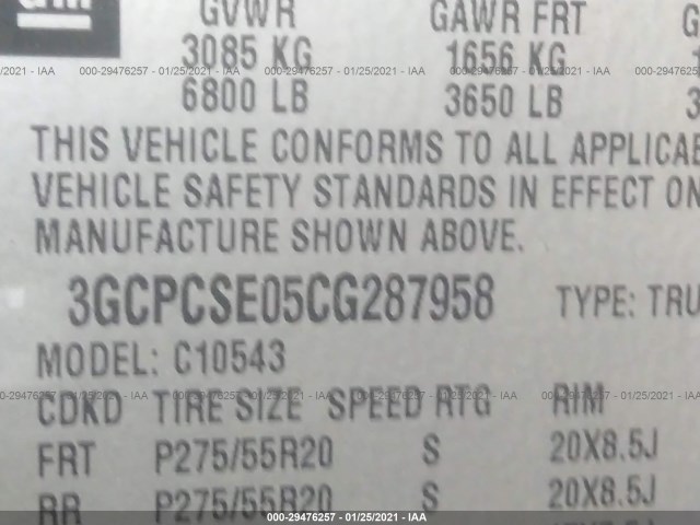 Photo 8 VIN: 3GCPCSE05CG287958 - CHEVROLET SILVERADO 1500 