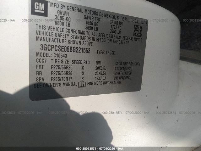 Photo 8 VIN: 3GCPCSE06BG221563 - CHEVROLET SILVERADO 1500 