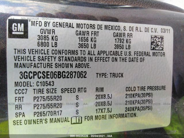 Photo 8 VIN: 3GCPCSE06BG287062 - CHEVROLET SILVERADO 1500 