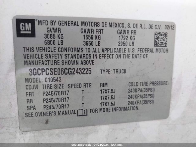 Photo 8 VIN: 3GCPCSE06CG243225 - CHEVROLET SILVERADO 1500 