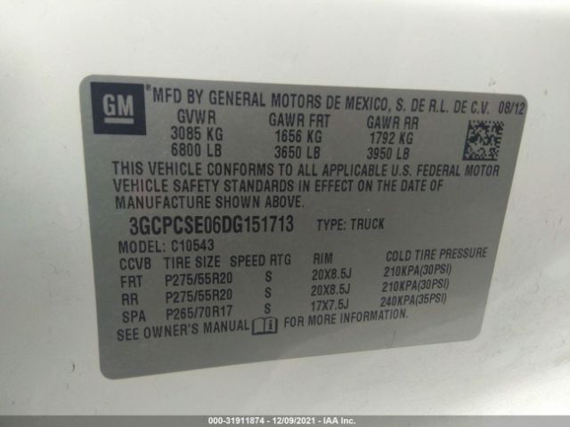 Photo 8 VIN: 3GCPCSE06DG151713 - CHEVROLET SILVERADO 1500 