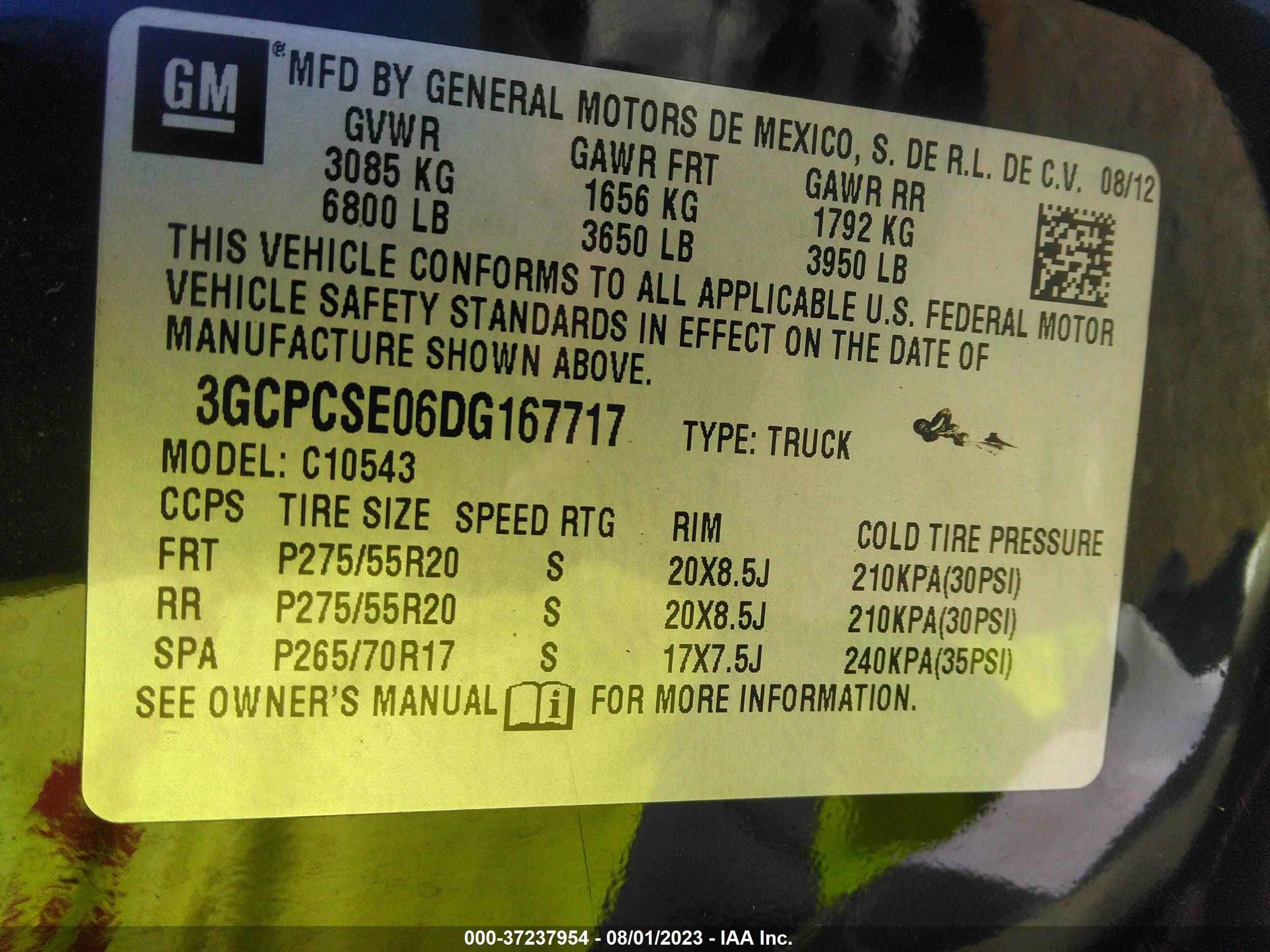 Photo 8 VIN: 3GCPCSE06DG167717 - CHEVROLET SILVERADO 