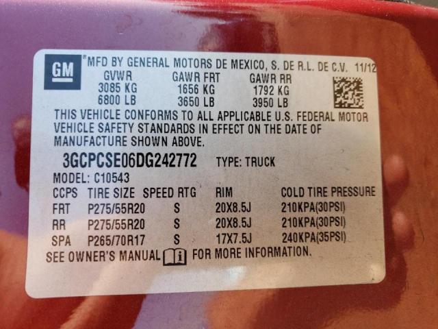 Photo 9 VIN: 3GCPCSE06DG242772 - CHEVROLET SILVERADO 