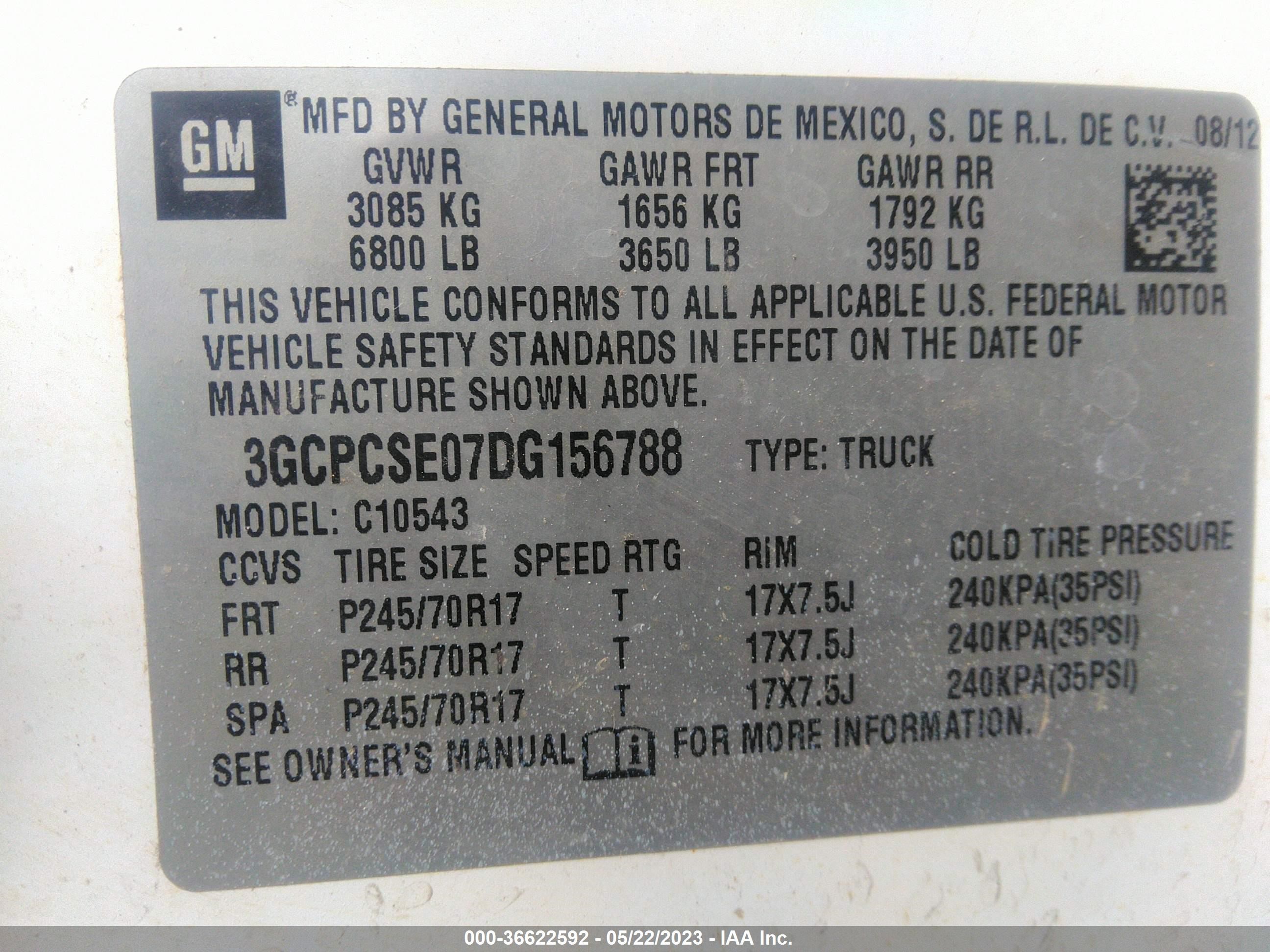 Photo 7 VIN: 3GCPCSE07DG156788 - CHEVROLET SILVERADO 