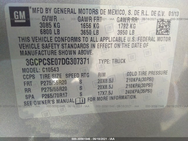 Photo 8 VIN: 3GCPCSE07DG307371 - CHEVROLET SILVERADO 1500 