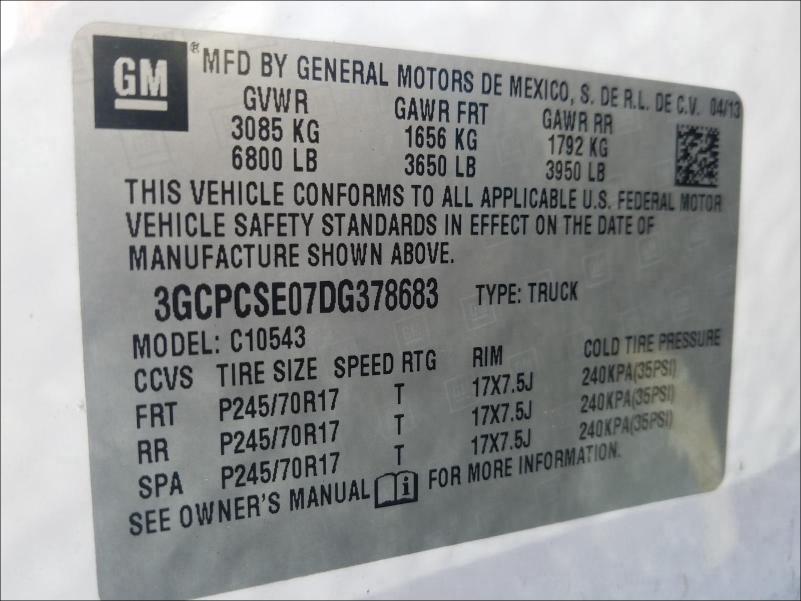 Photo 9 VIN: 3GCPCSE07DG378683 - CHEVROLET SILVERADO 