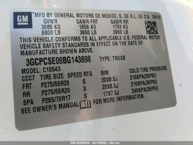 Photo 8 VIN: 3GCPCSE08BG143898 - CHEVROLET SILVERADO 1500 