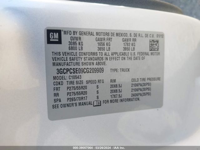 Photo 8 VIN: 3GCPCSE09CG209909 - CHEVROLET SILVERADO 1500 