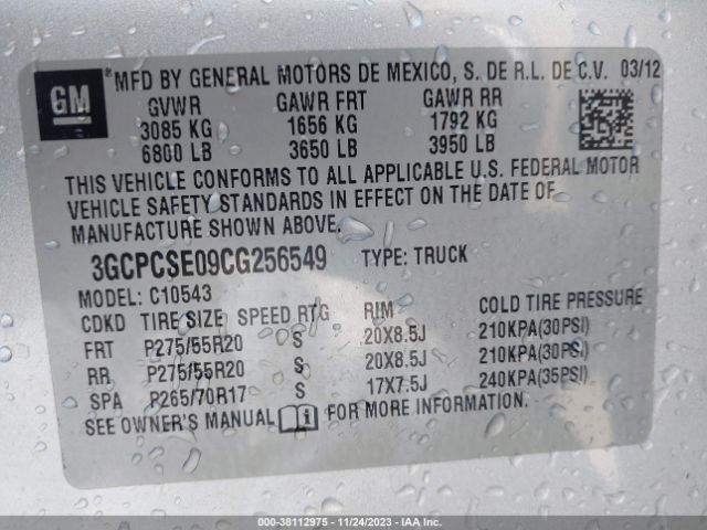 Photo 8 VIN: 3GCPCSE09CG256549 - CHEVROLET SILVERADO 1500 