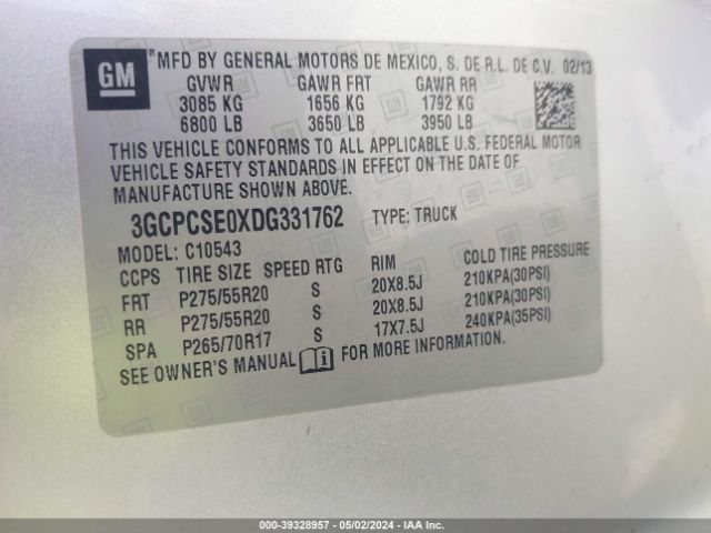 Photo 8 VIN: 3GCPCSE0XDG331762 - CHEVROLET SILVERADO 1500 