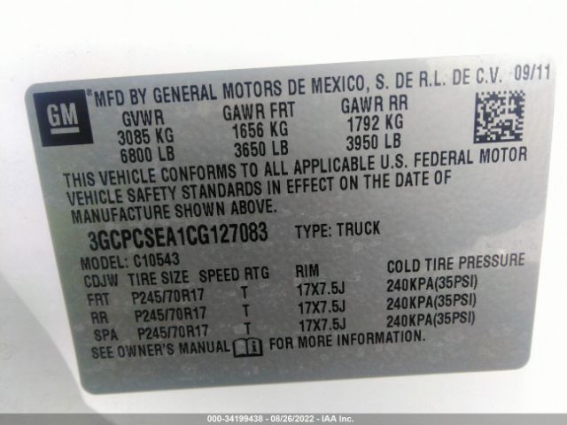 Photo 8 VIN: 3GCPCSEA1CG127083 - CHEVROLET SILVERADO 1500 