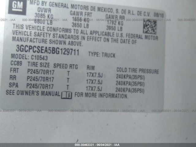 Photo 8 VIN: 3GCPCSEA5BG129711 - CHEVROLET SILVERADO 1500 