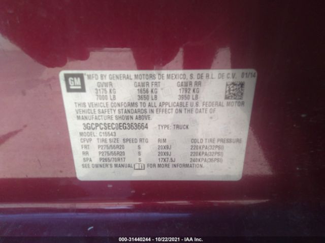 Photo 8 VIN: 3GCPCSEC0EG363664 - CHEVROLET SILVERADO 1500 