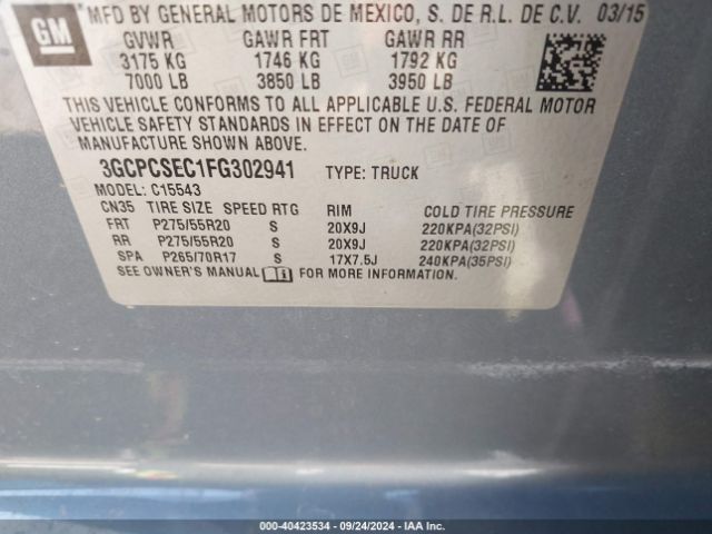 Photo 8 VIN: 3GCPCSEC1FG302941 - CHEVROLET SILVERADO 