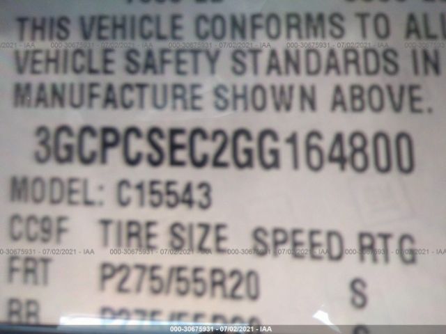 Photo 8 VIN: 3GCPCSEC2GG164800 - CHEVROLET SILVERADO 1500 