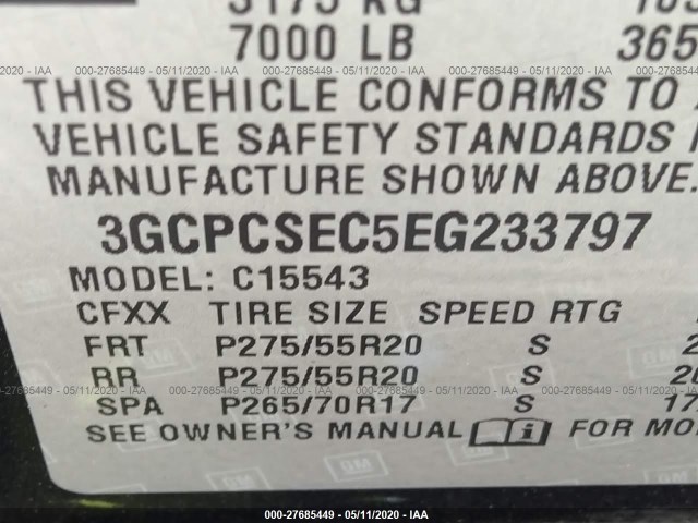 Photo 8 VIN: 3GCPCSEC5EG233797 - CHEVROLET SILVERADO 1500 