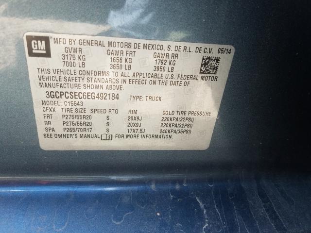 Photo 9 VIN: 3GCPCSEC6EG492184 - CHEVROLET SILVERADO 