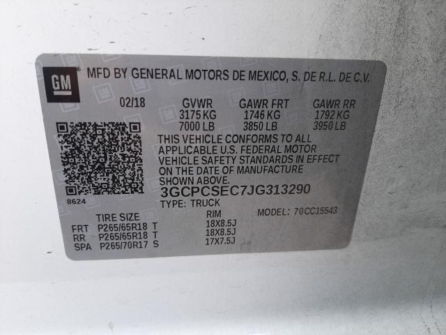 Photo 9 VIN: 3GCPCSEC7JG313290 - CHEVROLET SILVERADO 