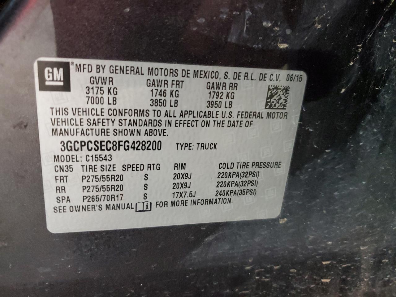 Photo 11 VIN: 3GCPCSEC8FG428200 - CHEVROLET SILVERADO 