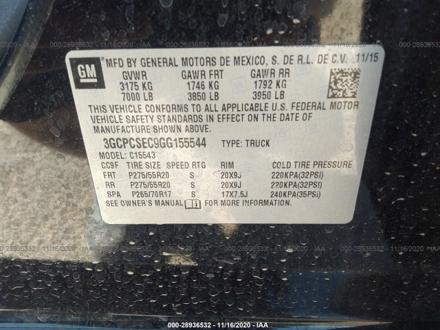 Photo 8 VIN: 3GCPCSEC9GG155544 - CHEVROLET SILVERADO 1500 