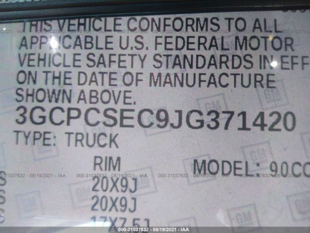 Photo 8 VIN: 3GCPCSEC9JG371420 - CHEVROLET SILVERADO 1500 