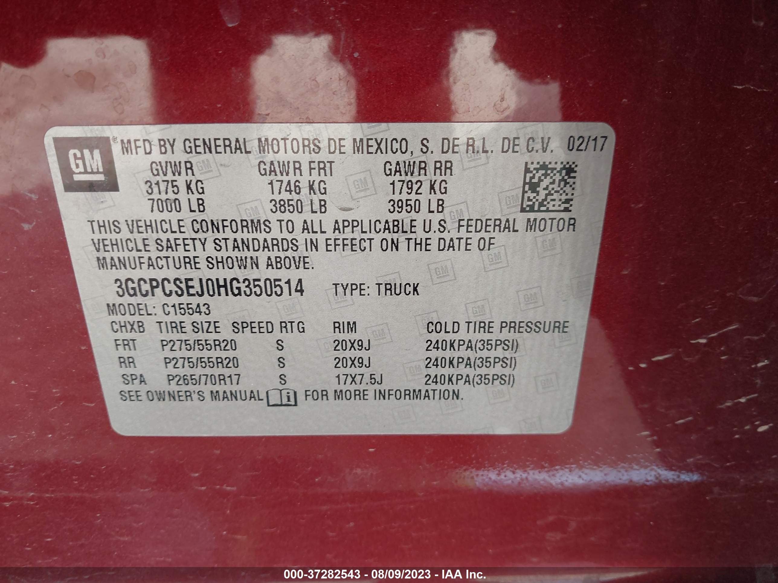 Photo 8 VIN: 3GCPCSEJ0HG350514 - CHEVROLET SILVERADO 