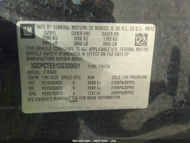 Photo 8 VIN: 3GCPCTE01CG300601 - CHEVROLET SILVERADO 1500 