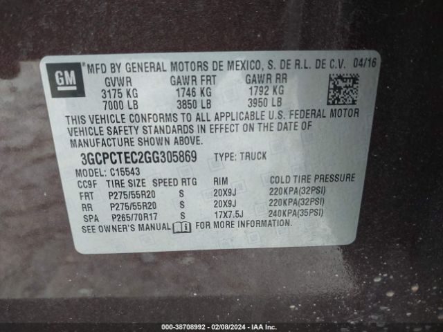 Photo 8 VIN: 3GCPCTEC2GG305869 - CHEVROLET SILVERADO 1500 