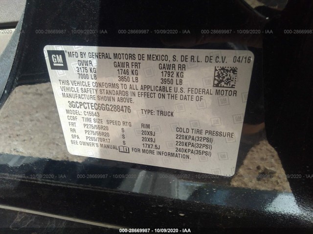 Photo 8 VIN: 3GCPCTEC6GG288476 - CHEVROLET SILVERADO 1500 