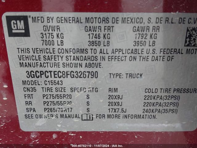 Photo 8 VIN: 3GCPCTEC8FG326790 - CHEVROLET SILVERADO 