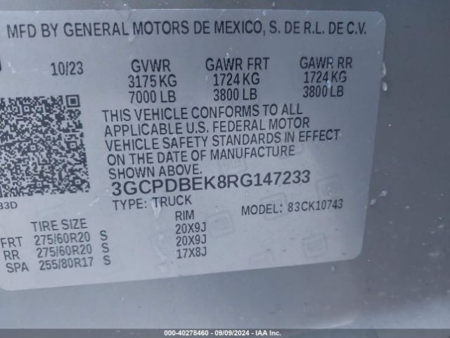 Photo 8 VIN: 3GCPDBEK8RG147233 - CHEVROLET SILVERADO 