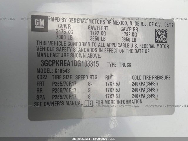 Photo 8 VIN: 3GCPKREA1DG103315 - CHEVROLET SILVERADO 1500 