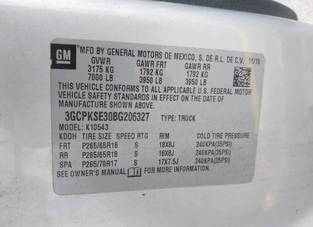 Photo 8 VIN: 3GCPKSE30BG206327 - CHEVROLET SILVERADO 1500 