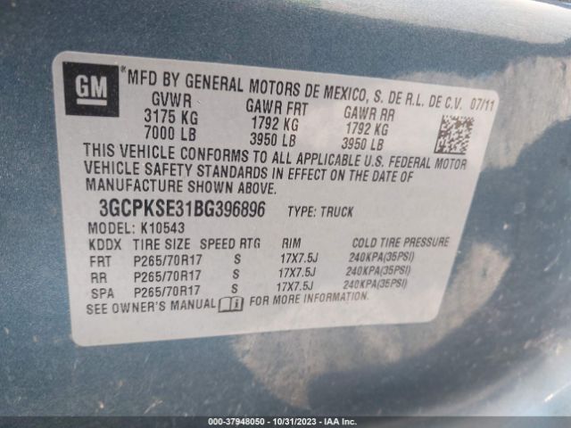 Photo 8 VIN: 3GCPKSE31BG396896 - CHEVROLET SILVERADO 1500 