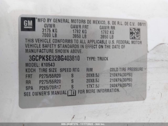 Photo 8 VIN: 3GCPKSE32BG403810 - CHEVROLET SILVERADO 1500 