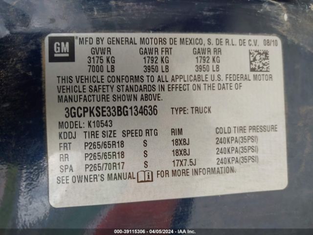 Photo 8 VIN: 3GCPKSE33BG134636 - CHEVROLET SILVERADO 1500 