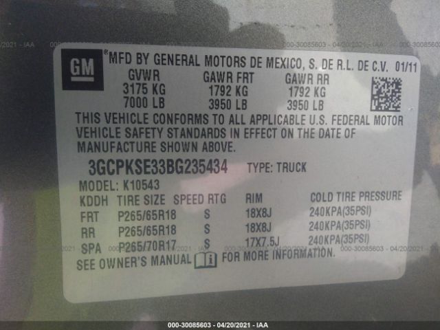 Photo 8 VIN: 3GCPKSE33BG235434 - CHEVROLET SILVERADO 1500 