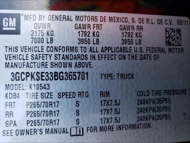 Photo 9 VIN: 3GCPKSE33BG365701 - CHEVROLET SILVERADO 