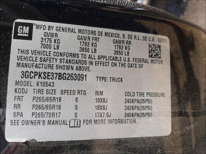 Photo 9 VIN: 3GCPKSE37BG263091 - CHEVROLET SILVERADO 