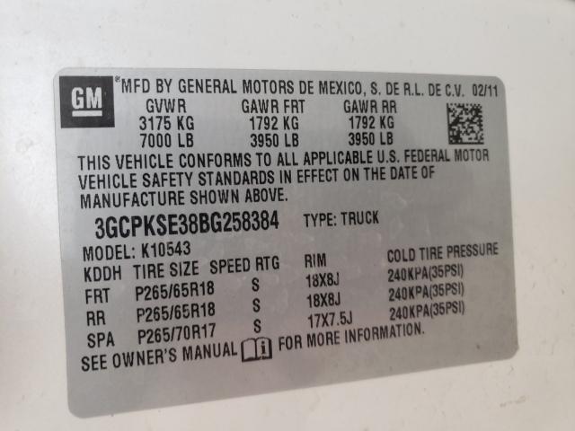 Photo 9 VIN: 3GCPKSE38BG258384 - CHEVROLET SILVERADO 