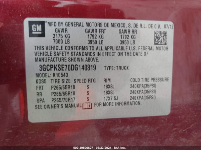 Photo 8 VIN: 3GCPKSE70DG140819 - CHEVROLET SILVERADO 1500 