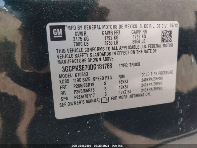 Photo 8 VIN: 3GCPKSE70DG181788 - CHEVROLET SILVERADO 1500 