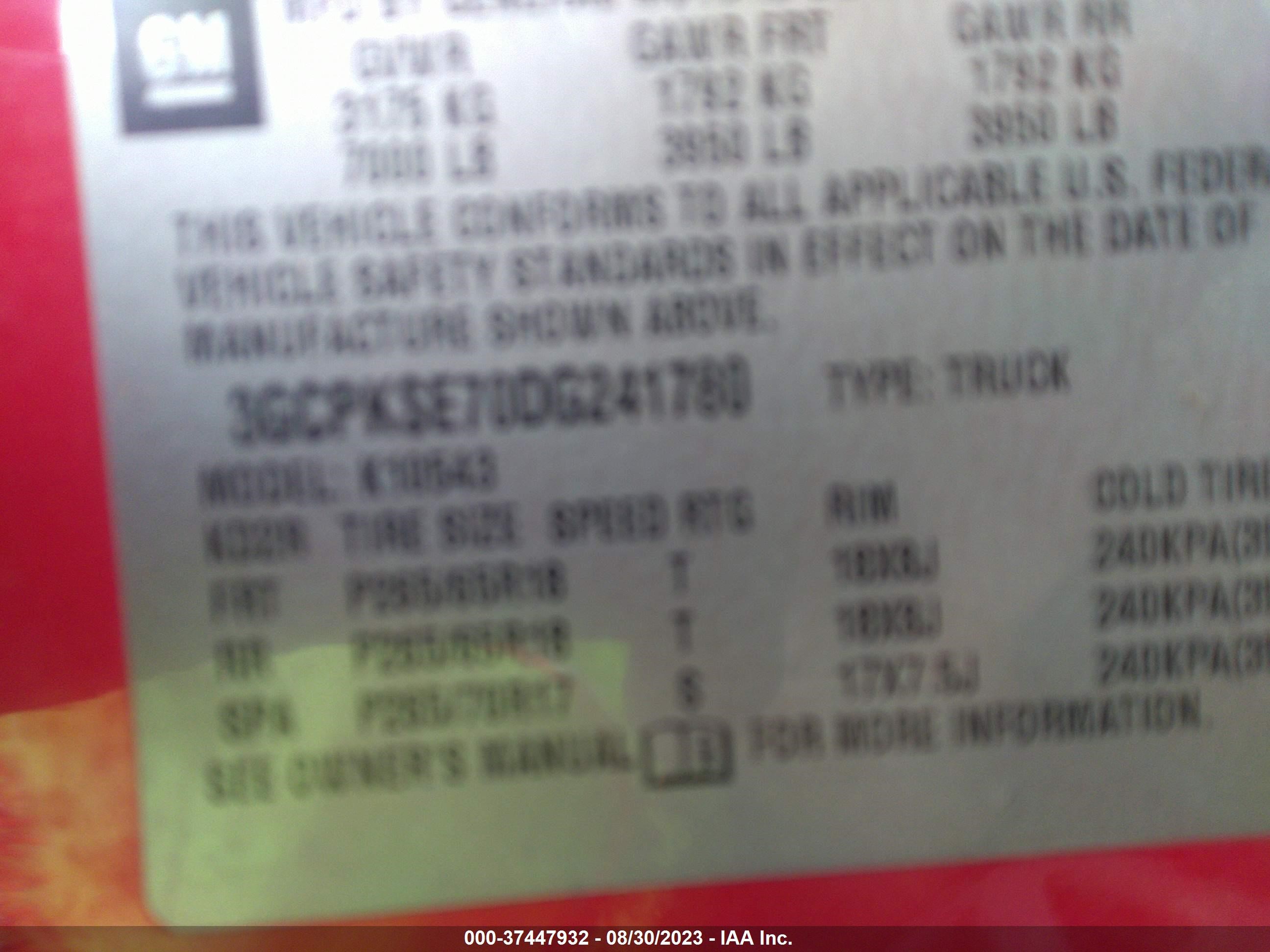 Photo 8 VIN: 3GCPKSE70DG241780 - CHEVROLET SILVERADO 