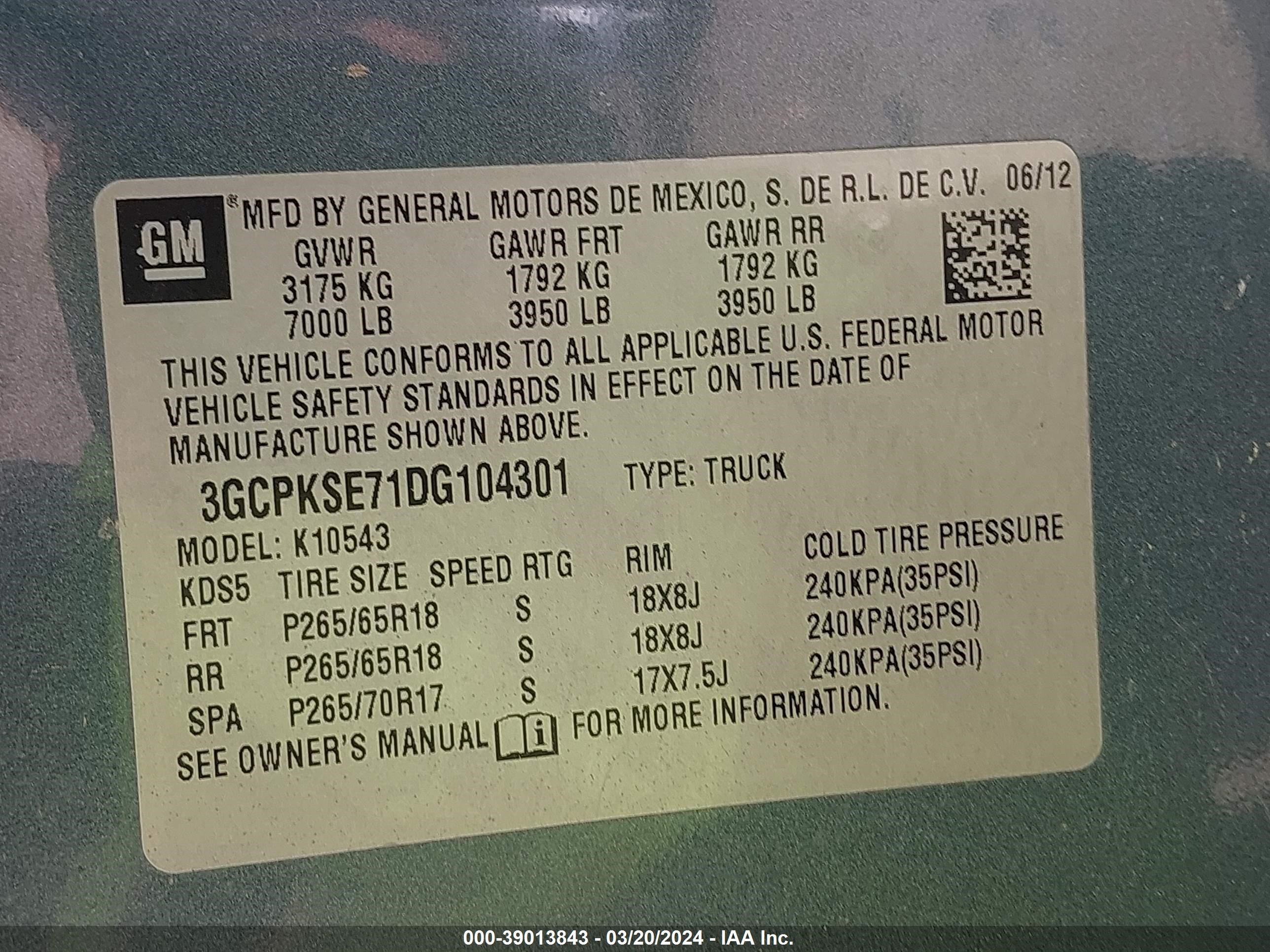 Photo 8 VIN: 3GCPKSE71DG104301 - CHEVROLET SILVERADO 