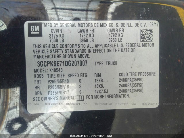 Photo 8 VIN: 3GCPKSE71DG207007 - CHEVROLET SILVERADO 1500 