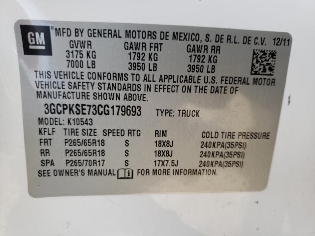 Photo 9 VIN: 3GCPKSE73CG179693 - CHEVROLET SILVERADO 