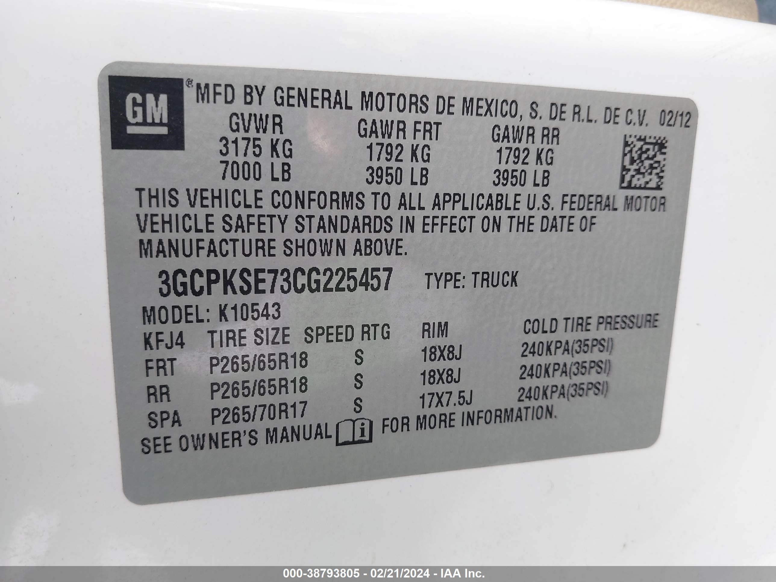 Photo 8 VIN: 3GCPKSE73CG225457 - CHEVROLET SILVERADO 