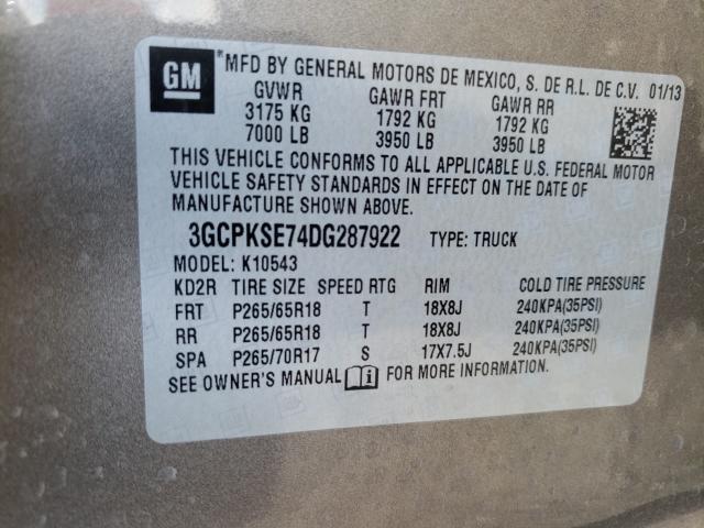 Photo 9 VIN: 3GCPKSE74DG287922 - CHEVROLET SILVERADO 