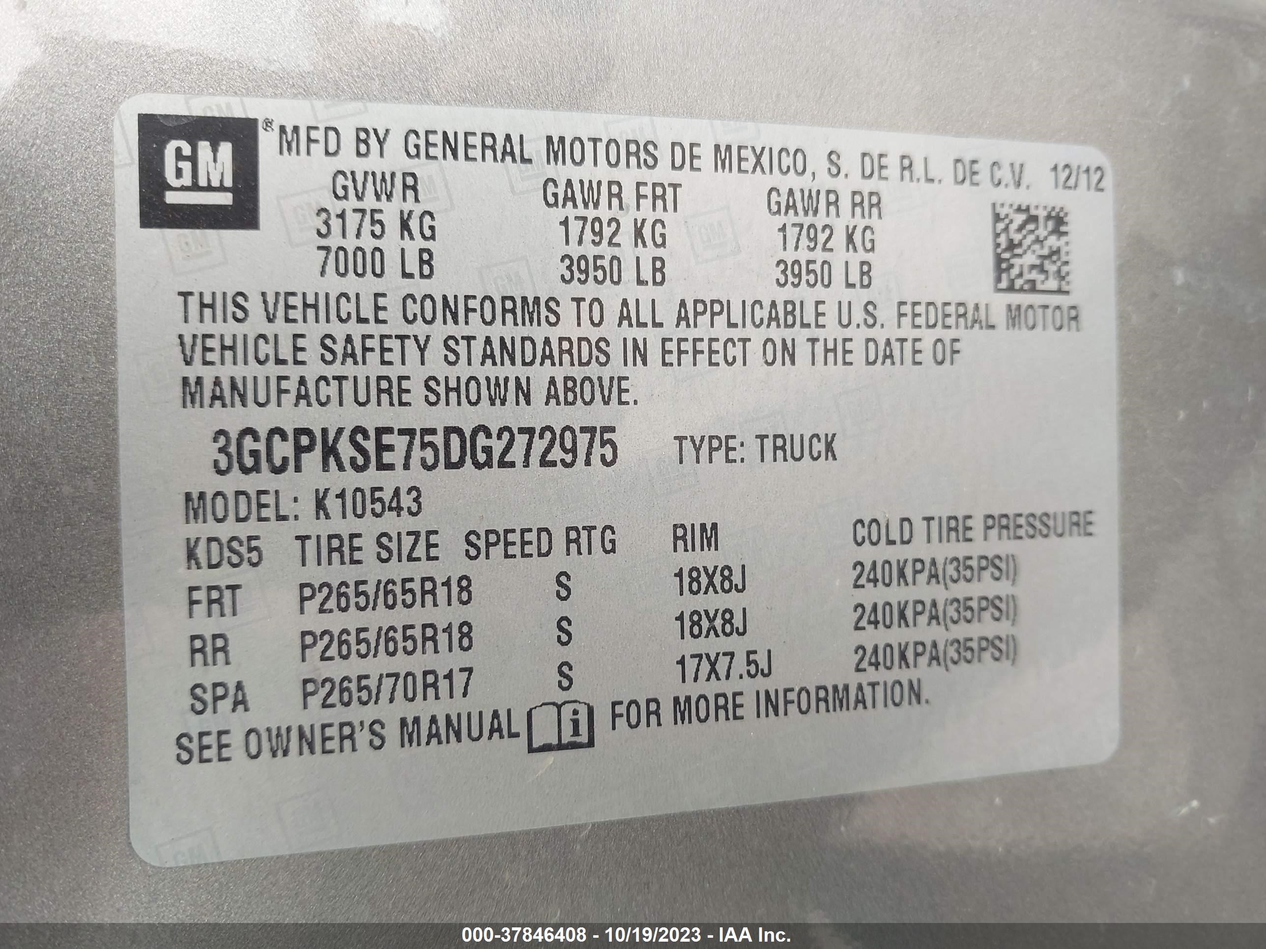 Photo 8 VIN: 3GCPKSE75DG272975 - CHEVROLET SILVERADO 